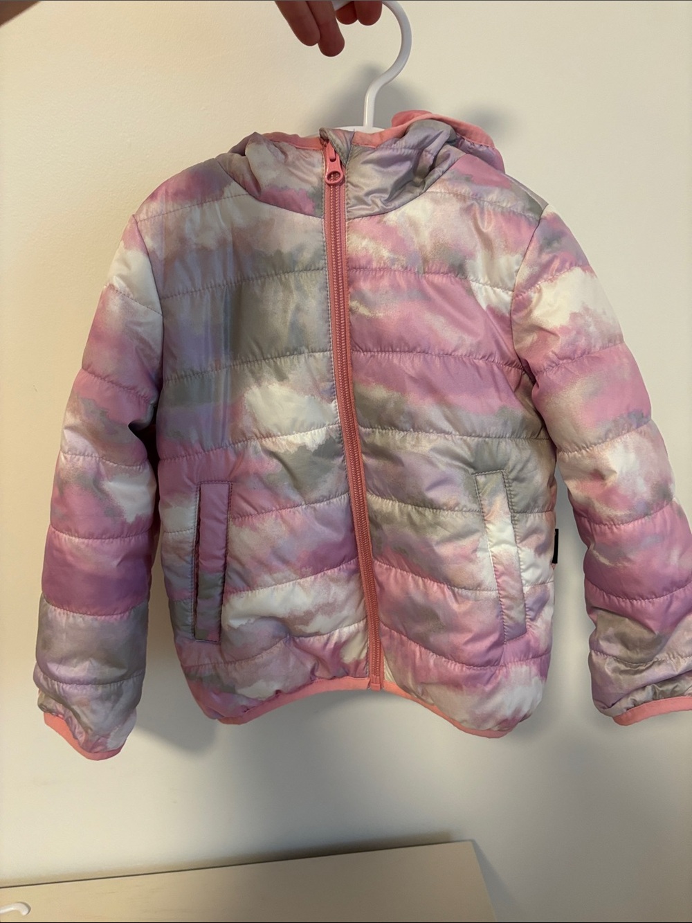 Joe Fresh Pink, White & Silver Tie-Dye Puffer Jacket - Picture 1 of 2
